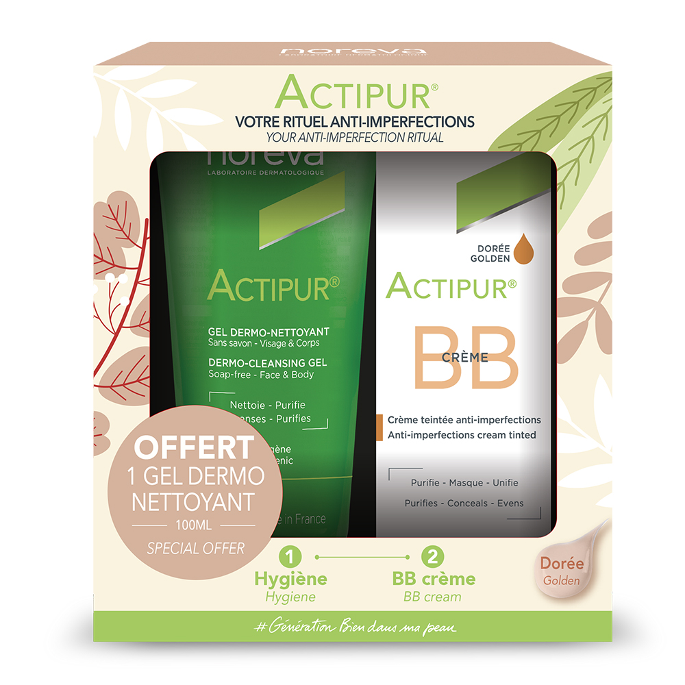 Noreva Actipur Crema BB dorata 30ml e Gel schiumogeno 100ml SET 130 ml