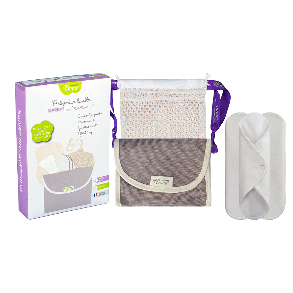 Les Tendances D'Emma Eco Belle Kit con 3 salvaslip lavabili e astuccio da trasporto