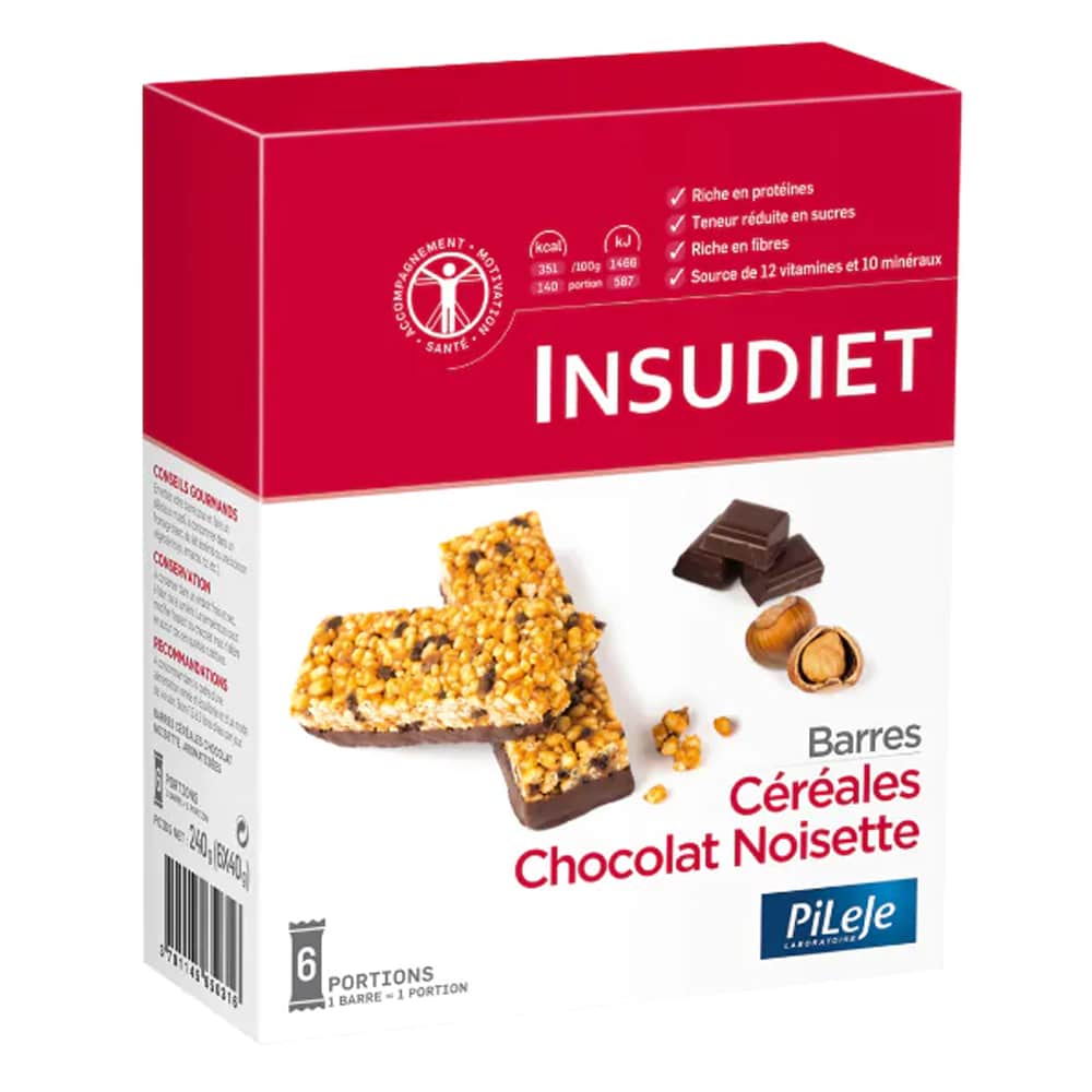Insudiet Barretta di cereali al cioccolato e nocciola x6