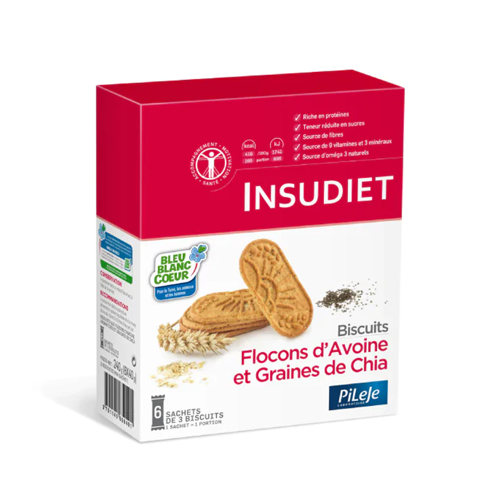 Insudiet Biscotti ai fiocchi d'avena e ai semi di chia 6 borse