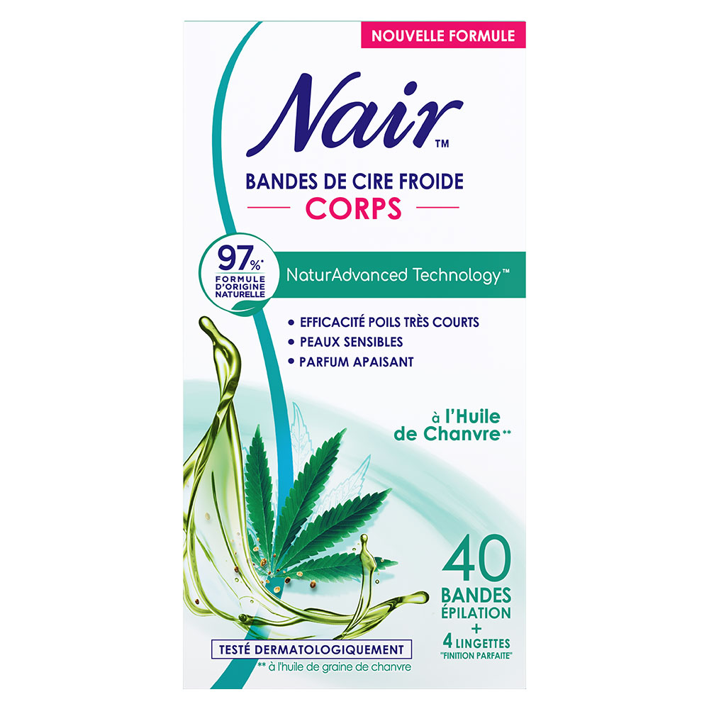 Nair Strisce di cera a freddo con olio di canapa corpo x40