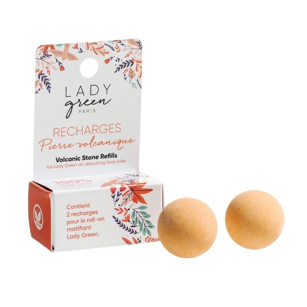 Lady Green 2 ricariche per il roll-on opacizzante alla pietra vulcanica 18 g