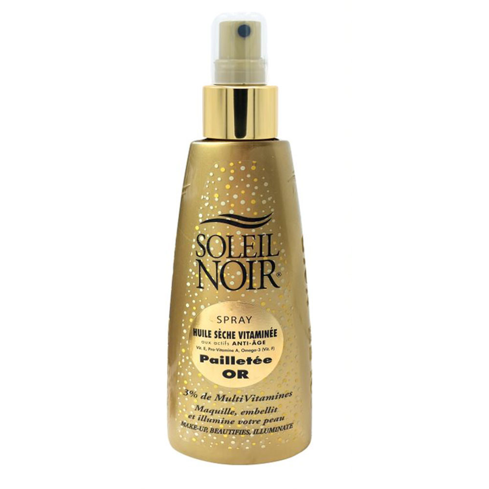 Soleil Noir Olio secco spray alle Vitamine Glitter oro 150 ml