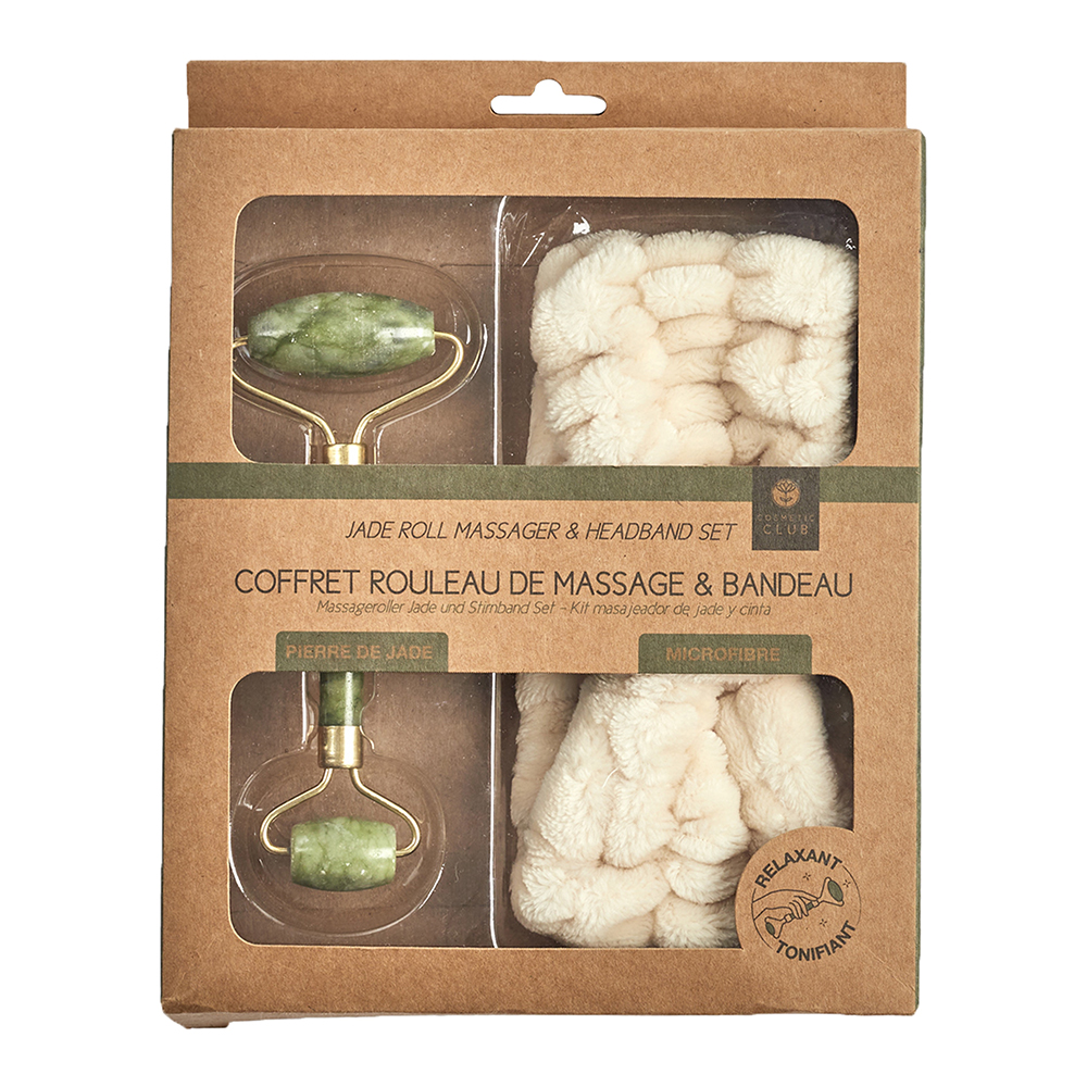 Le Comptoir Des Tendances Set di massaggiatori pietra di giada e fascia make-up