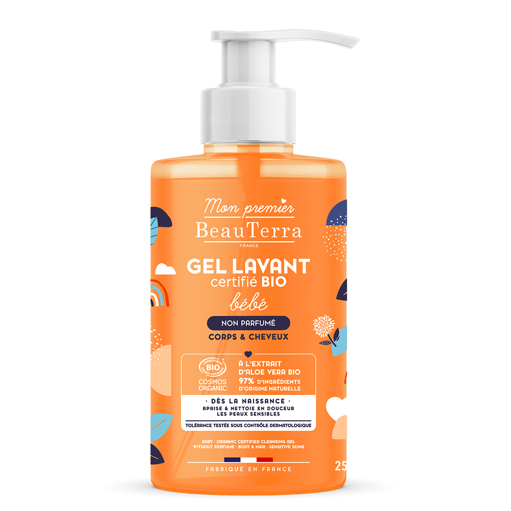 Beauterra Gel lavante Bebe Bio Pelle, corpo e capelli sensibili 250ml