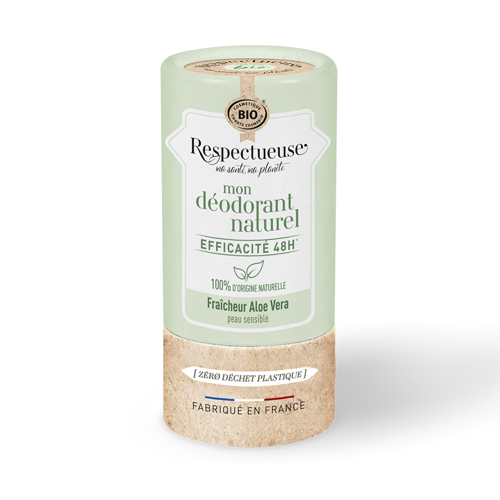 Respectueuse Mon Déodorant Fraîcheur Efficace 48h Bio Pelle Sensibile Aloe Vera Profumo 50g