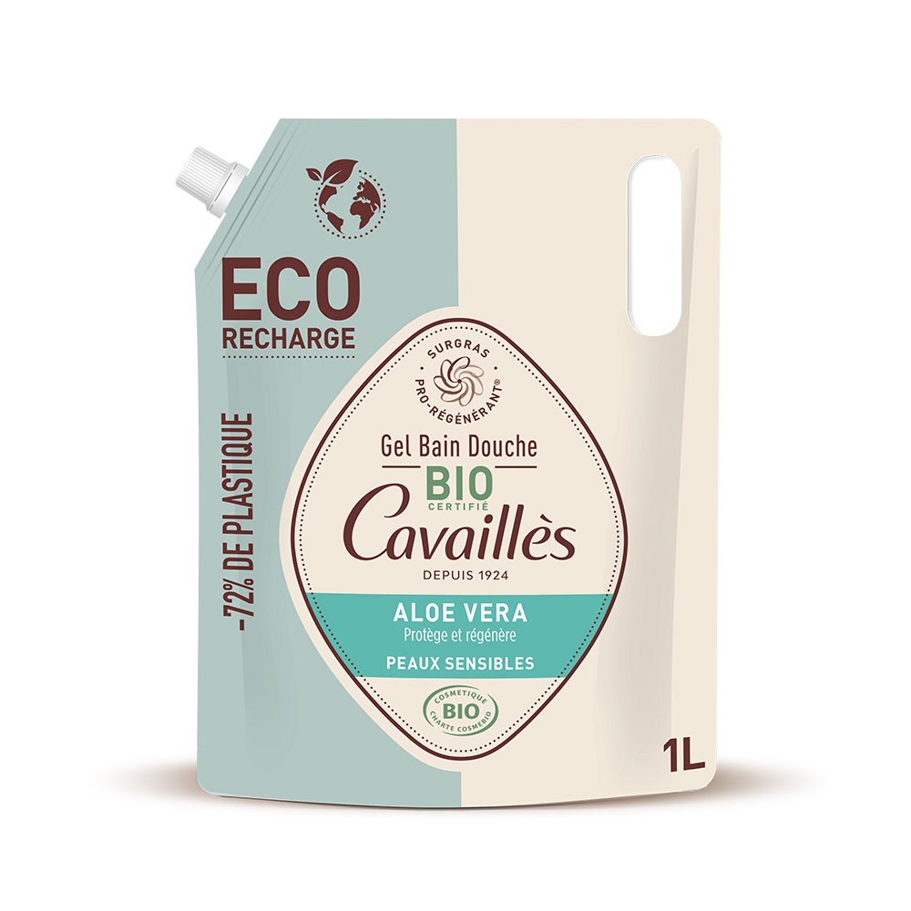 Cavaillès Eco ricarica Gel Bagno-Doccia Aloe Vera Bio Pelle sensibile 1L