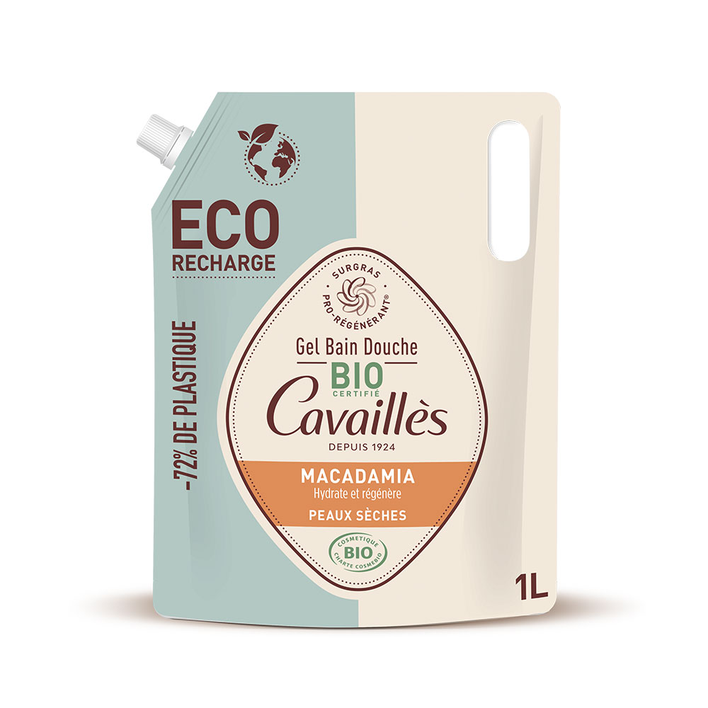 Cavaillès Eco ricarica Gel Bagno-Doccia Olio di Macadamia Bio Pelle secca 1L