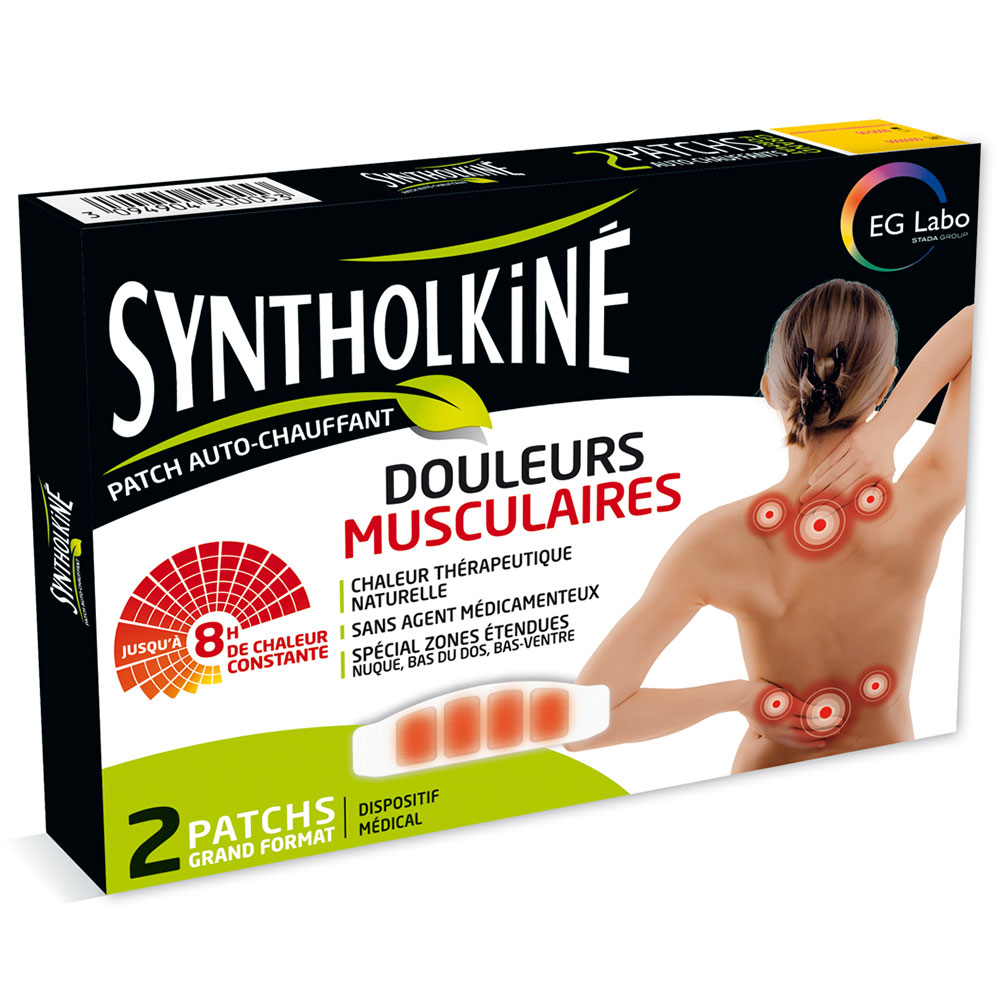 EG Labo SyntholKiné Syntholkine Cerotti termici 8 ore di calore Dolori muscolari Grande formato 2pz
