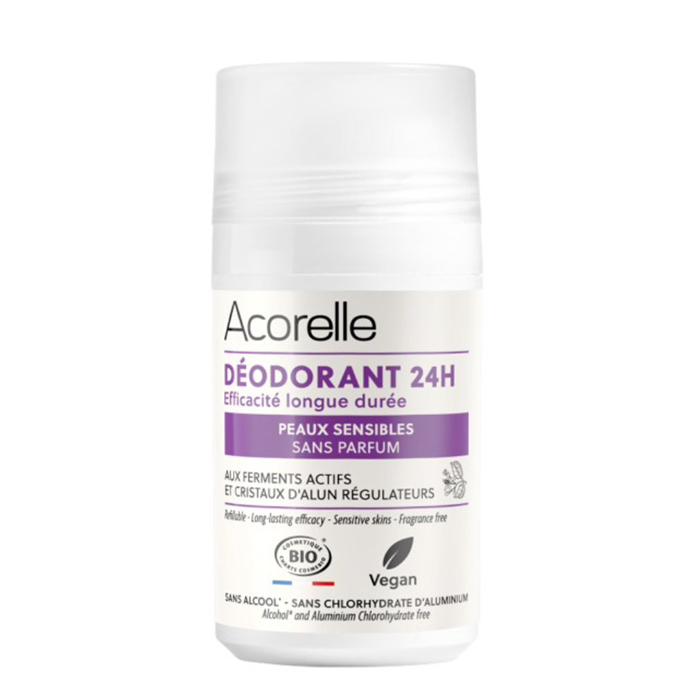 Acorelle Déodorant Roll-On 24h Peaux Sensibles Bio Certifié Pelle Sensibile 50ml