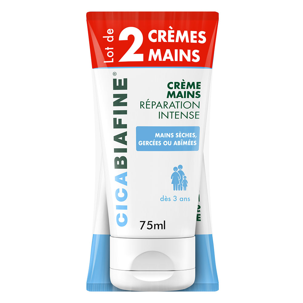 Cicabiafine Crema Mani Riparazione Intensa Secche, screpolate o danneggiate 2x75ml