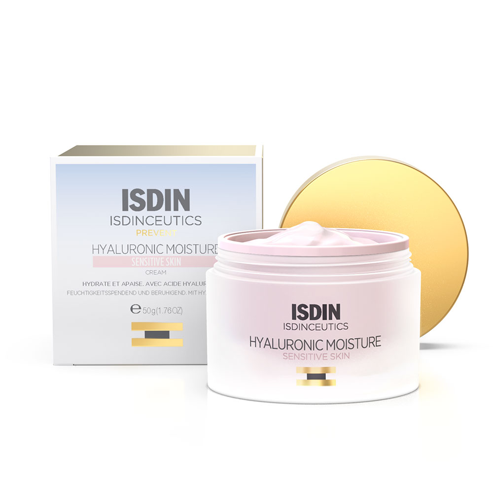 Isdin Hyaluronic Moisture Crema da giorno idratante e anti-età Pelle Sensibile Prevent 50g