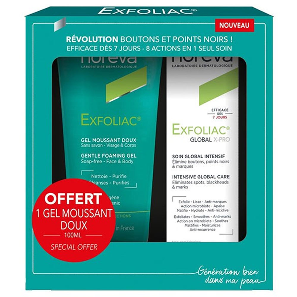 Noreva Exfoliac Set Global Pro 30ml + Gel schiumogeno delicato 100ml