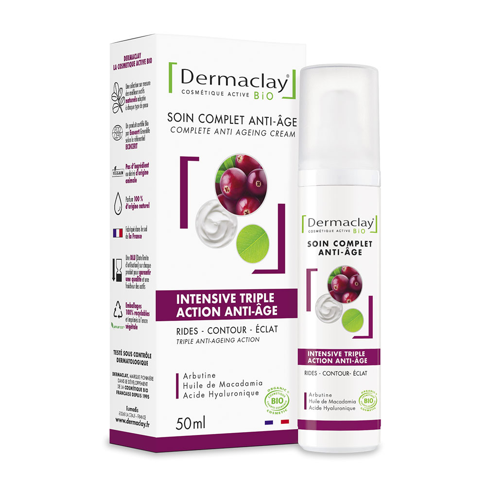 Dermaclay Crema intensiva tripla azione anti-età rughe-contorno-luminosità bio 50ml