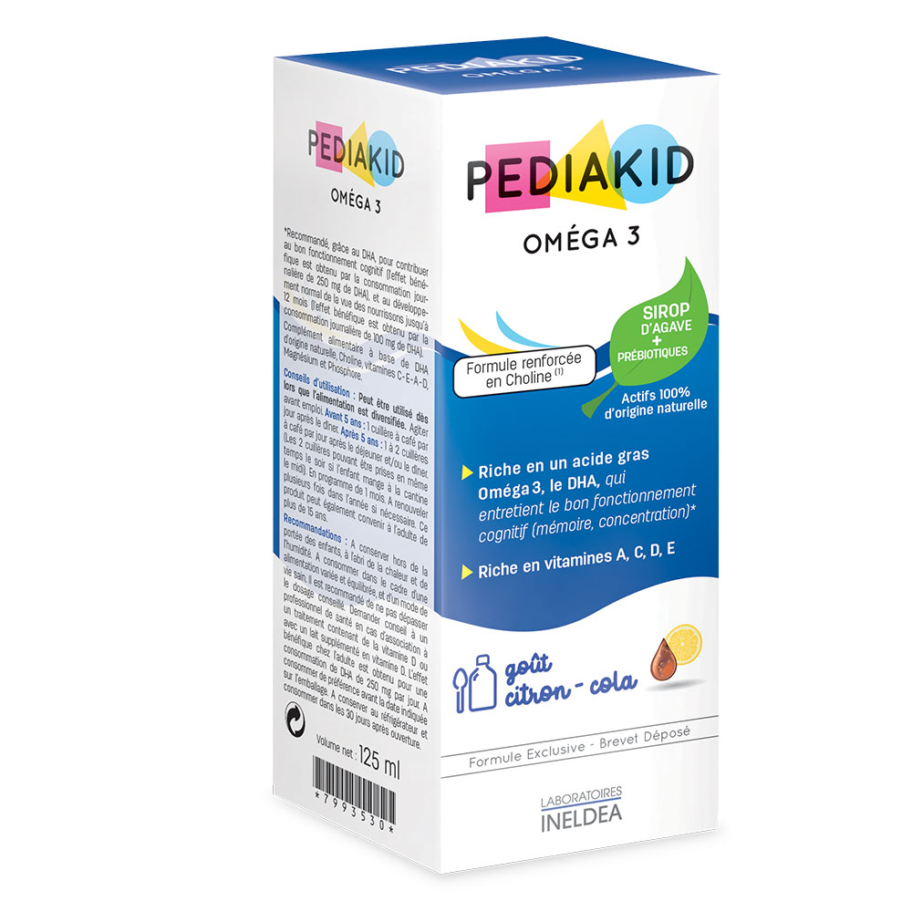 Pediakid Omega 3 sciroppo gusto limone cola 125 ml