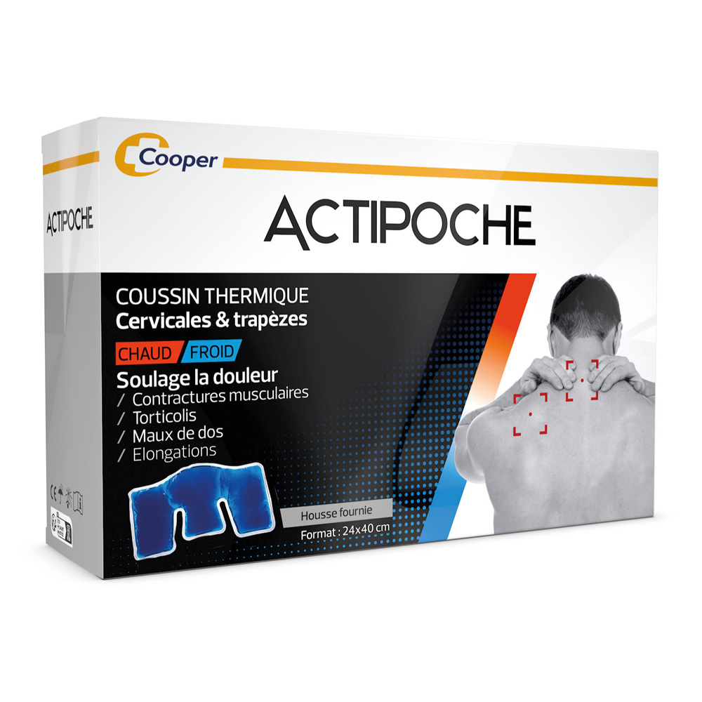 Actipoche Cuscino termico caldo-freddo per cervicale e trapezio 24x40cm