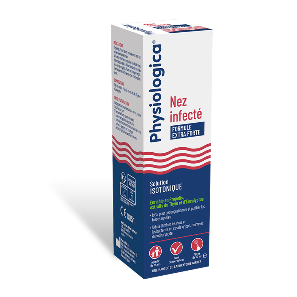 Gifrer Physiologica Soluzione isotonica per naso infetto Formule Extra Forte Dall'età di 12 anni 20ml