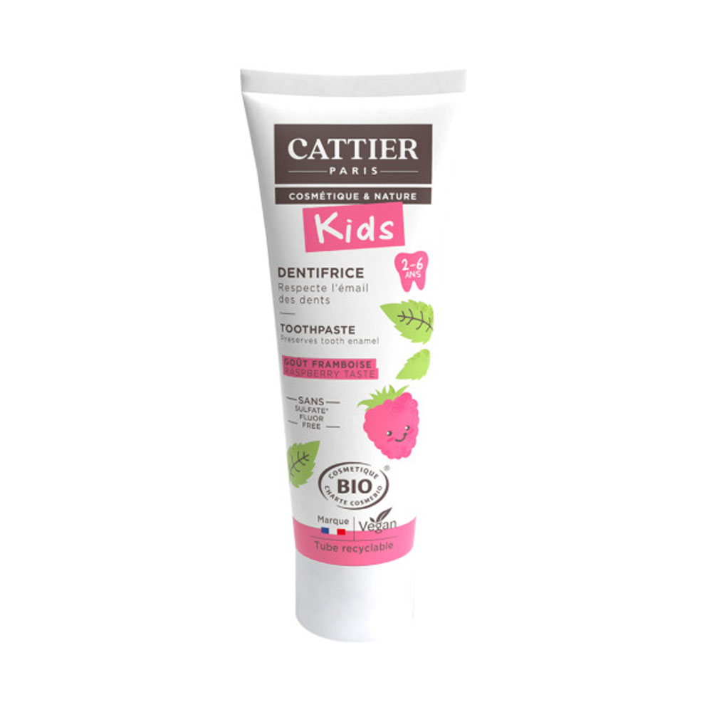 Cattier Dentifricio Kids bio 2-6 anni gusto lampone 50ml