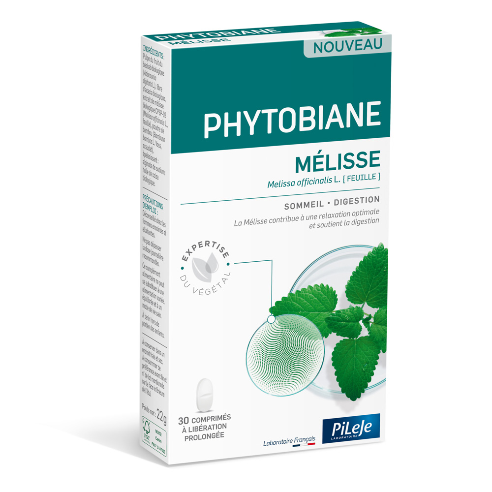 Pileje Phytobiane Mélisse integratore alimentare per sonno e digestione 30 compresse