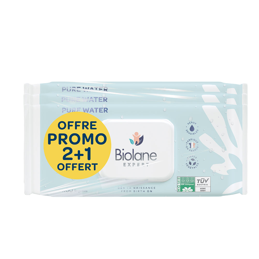 Biolane Esperto Salviette all'acqua pura 3x60