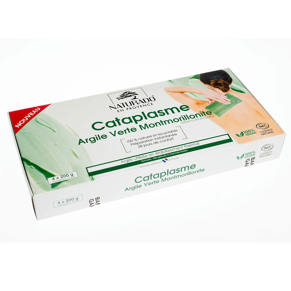 Naturado Impacco all'argilla verde montmorillonite 30 x 15 cm 4 x 200 g