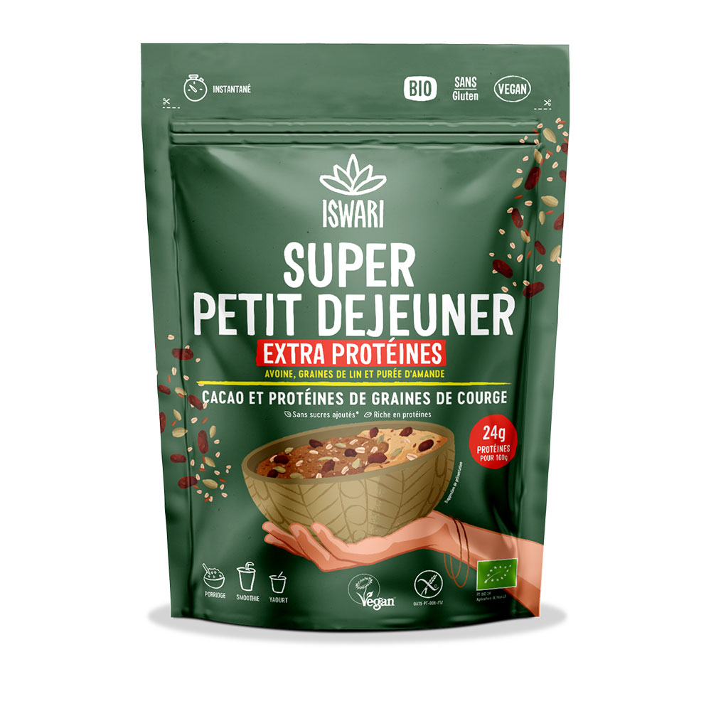 Iswari Super Colazione Cacao e proteine di semi di zucca bio 360g