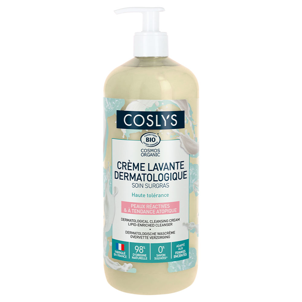 Coslys Crema detergente dermatologica biologica Profumo di mandorla per pelli reattive a tendenza atopica 1L