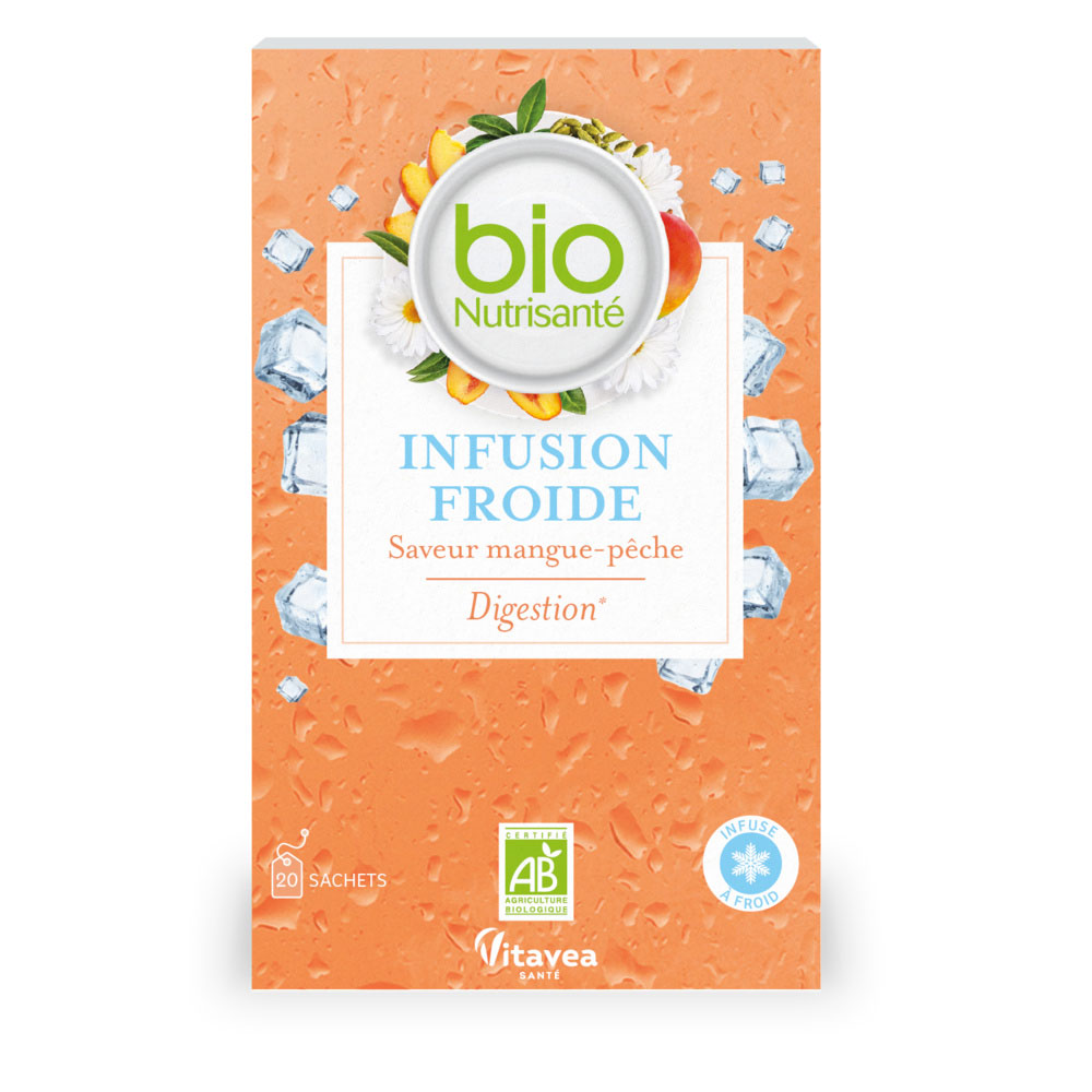 Vitavea Santé BioNutrisanté Infusion Froide Saveur Mangue Pêche Digestion 20 bustine