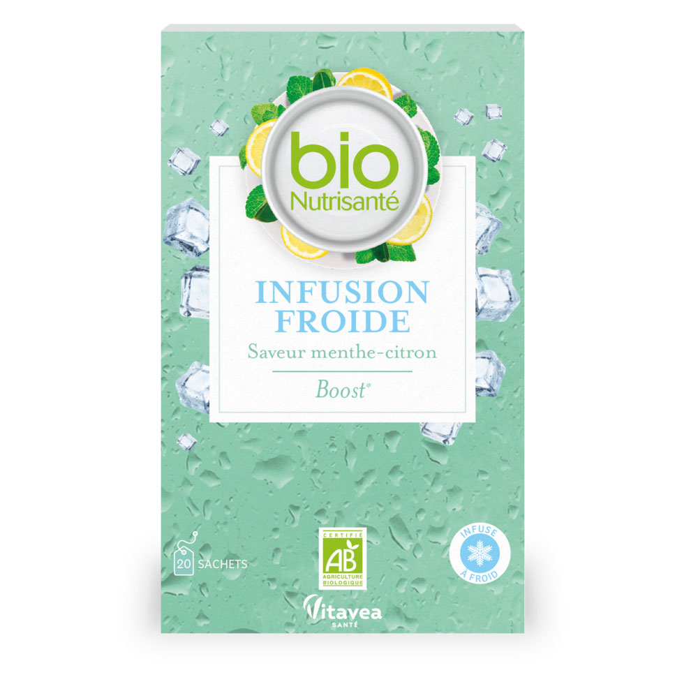 Vitavea Santé BioNutrisanté Infusion Froide Saveur Menthe Citron Boost 20 bustine