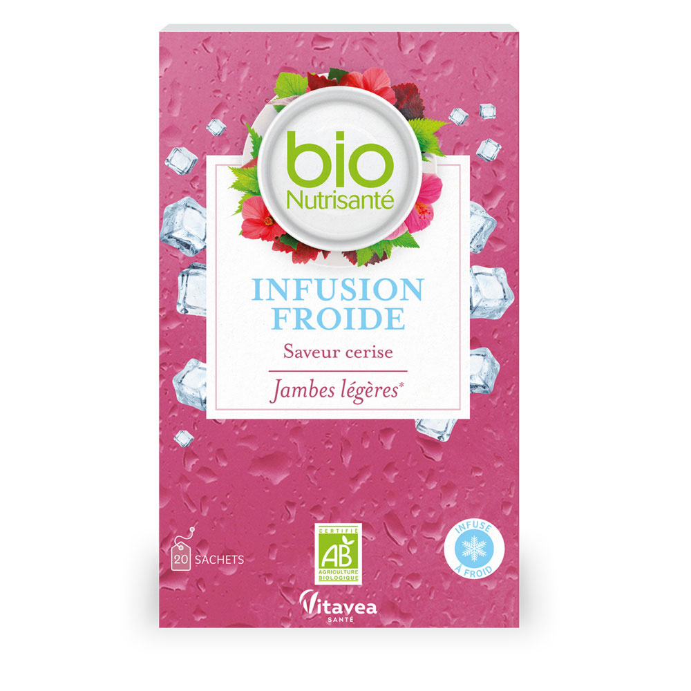 Vitavea Santé BioNutrisanté Infusion Froide Saveur Cerise Jambes Légères 20 bustine