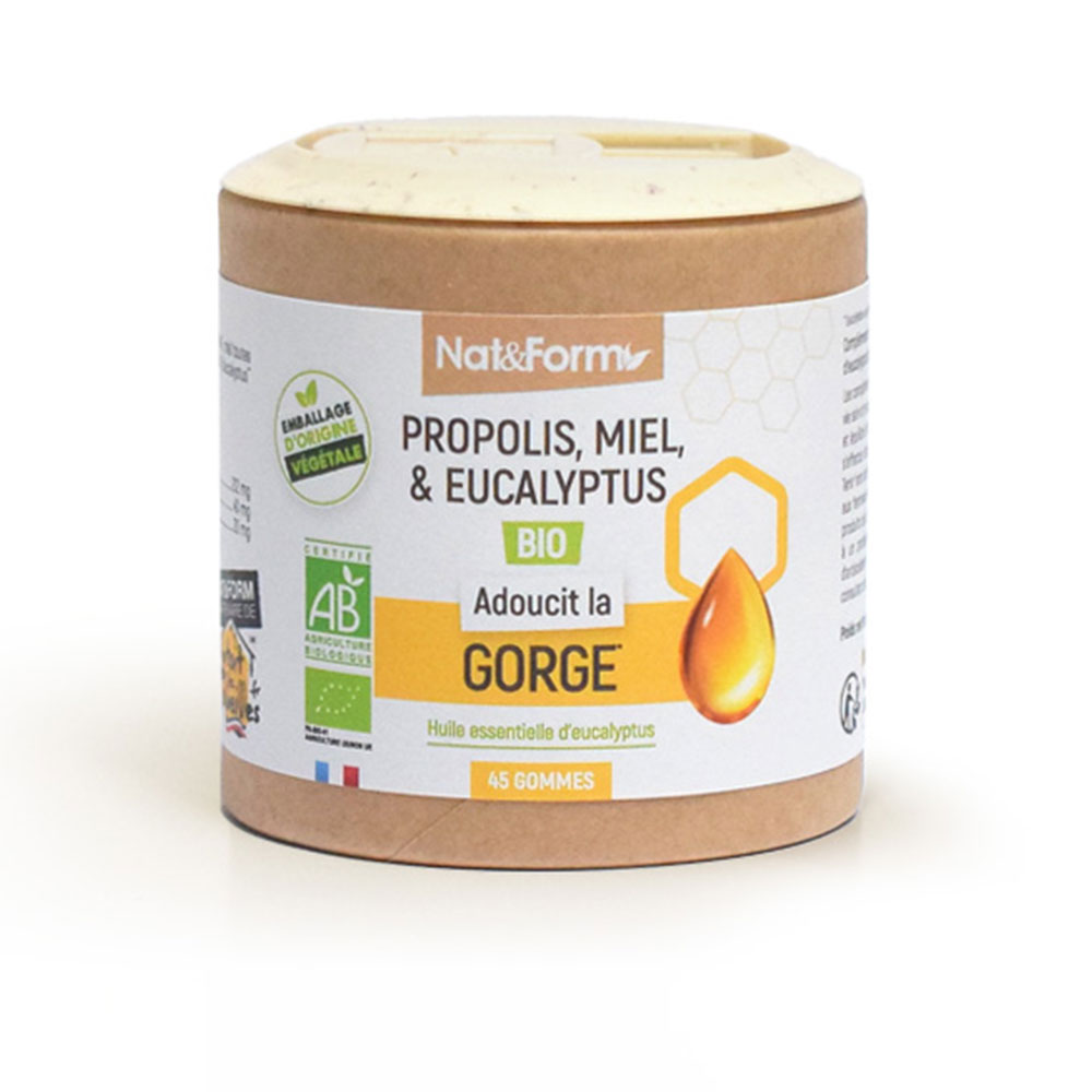 Nat&Form Propoli, Miele e Eucalipto Bio Lenisce la gola 45 caramelle gommose