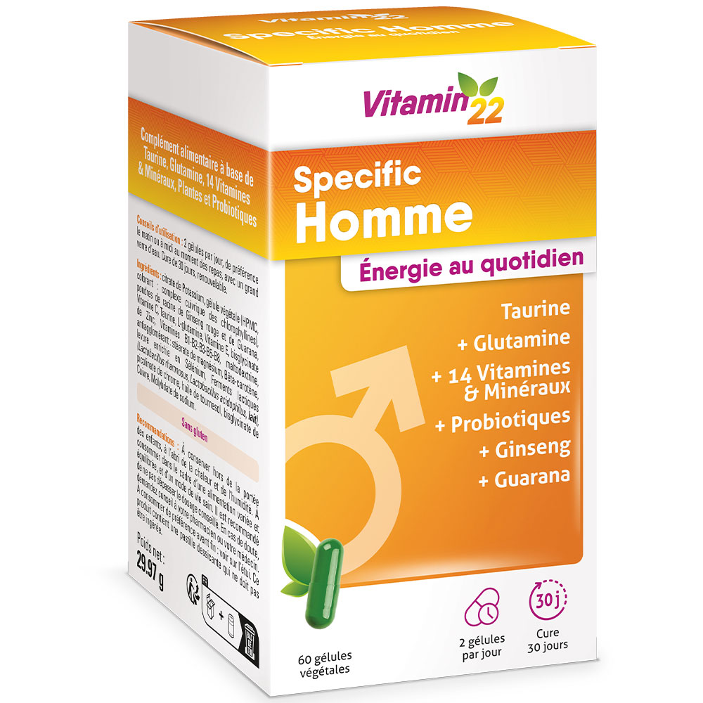 Vitamin'22 Specifico per gli uomini Energia quotidiana 60 capsule vegetali