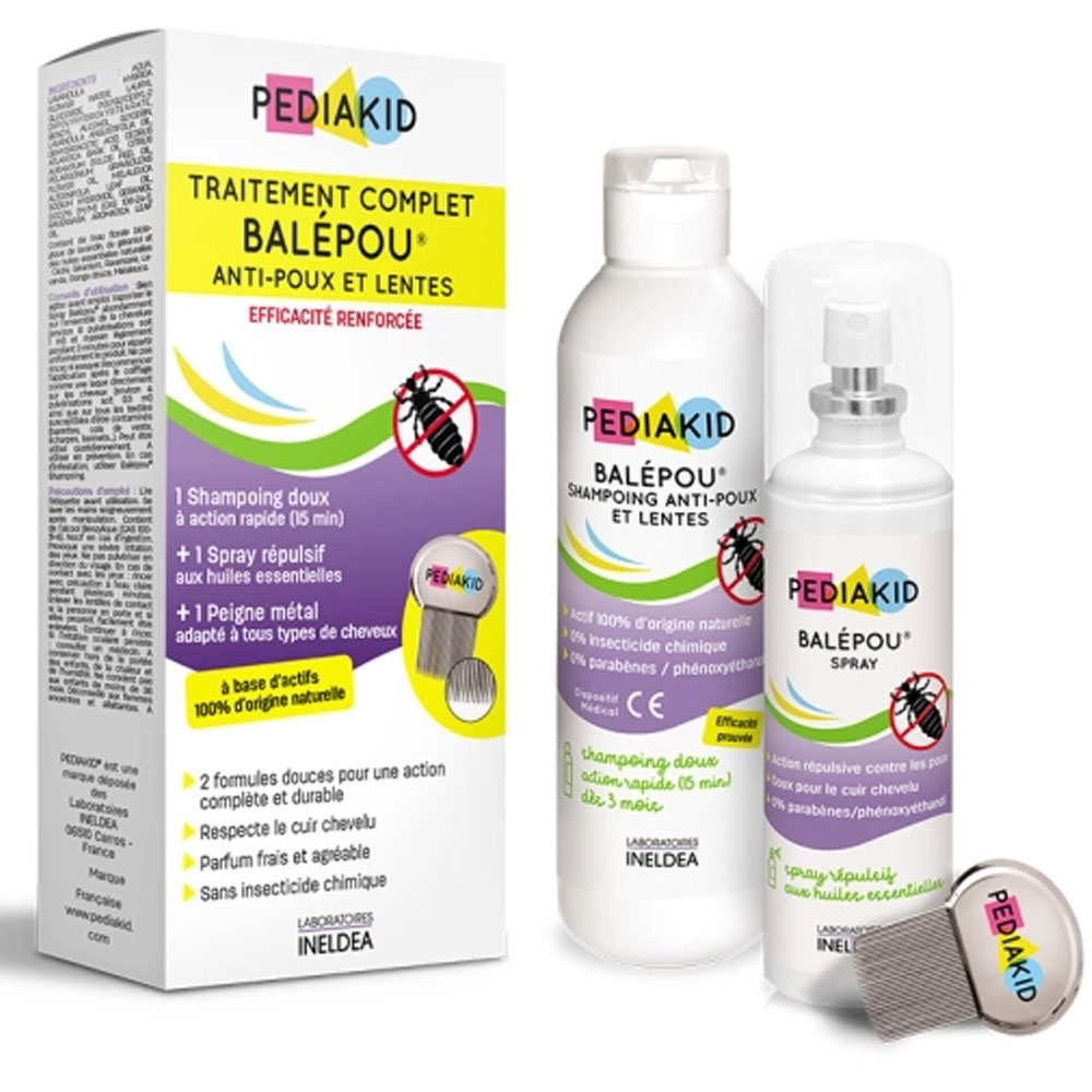 Pediakid Balépou® Trattamento completo Anti-pidocchi e Lendini Shampoo 200ml + Spray repellente 100ml 300 ml