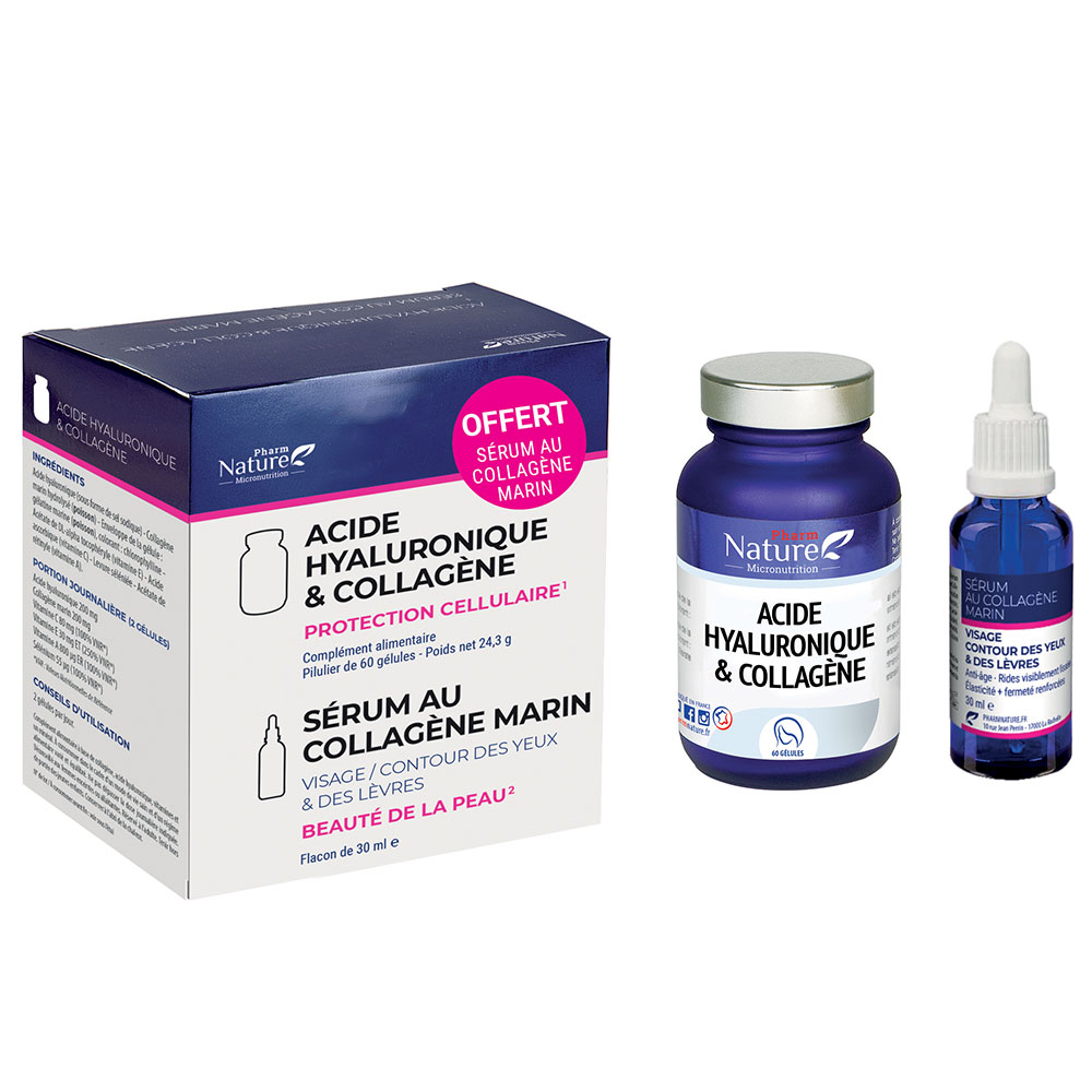 Kersiens Acido ialuronico e collagene 60 capsule + siero al collagene marino 30 ml in omaggio