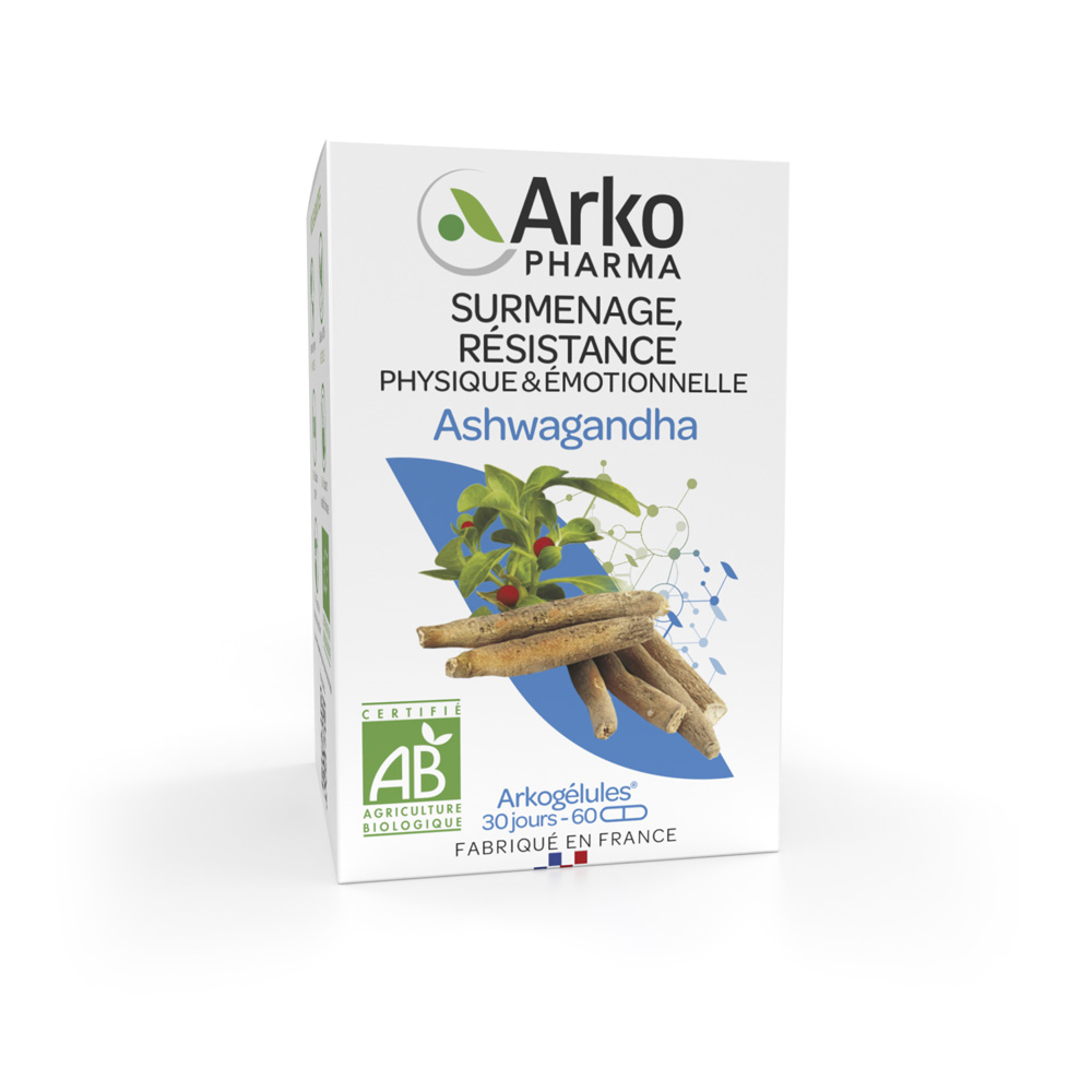 Arkopharma Arkocapsule Ashwagandha Bio Sovraccarico di lavoro, resistenza 60 capsule