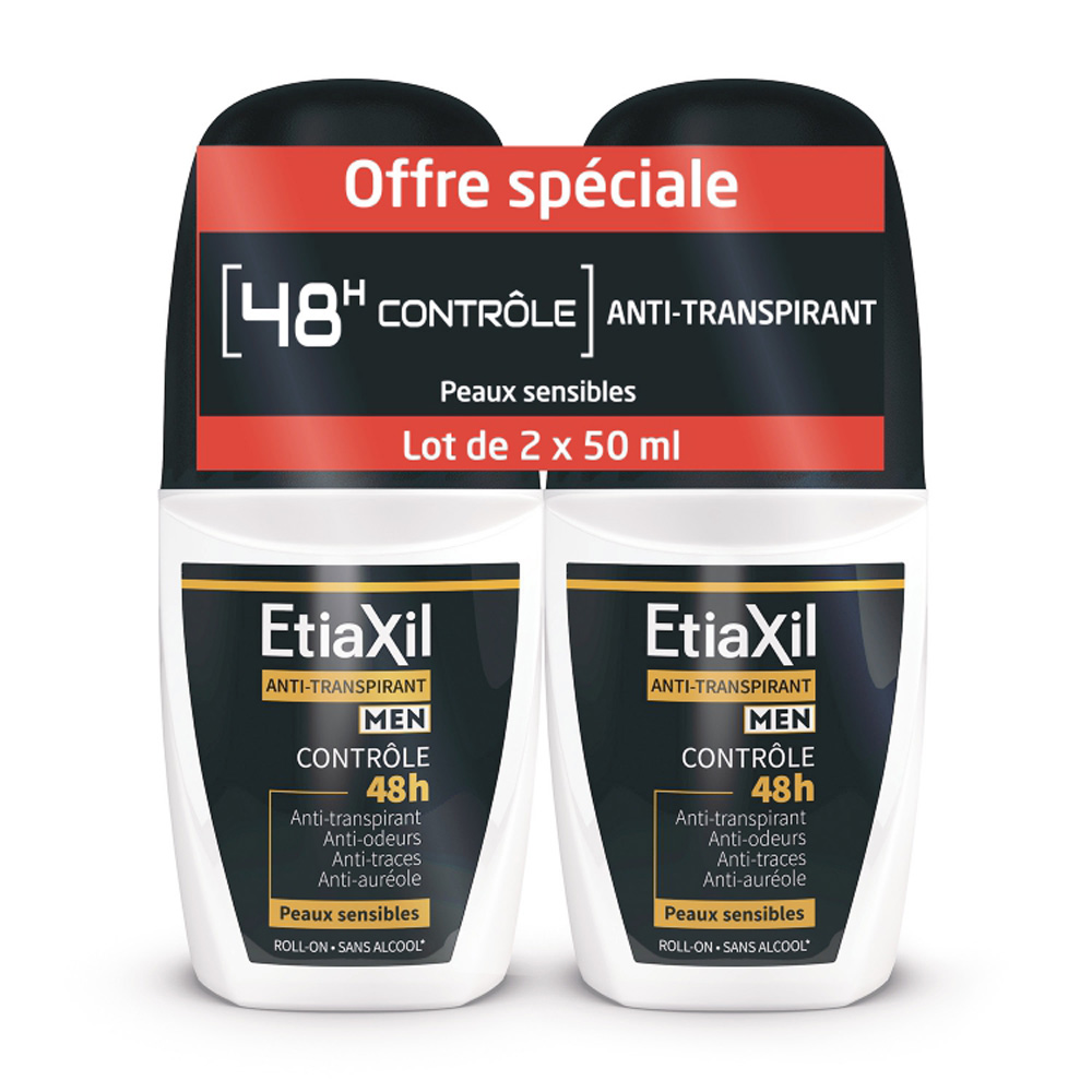 Etiaxil Anti-traspirante Deodorante roll-on controllo 48h per uomo 2 x 50 ml