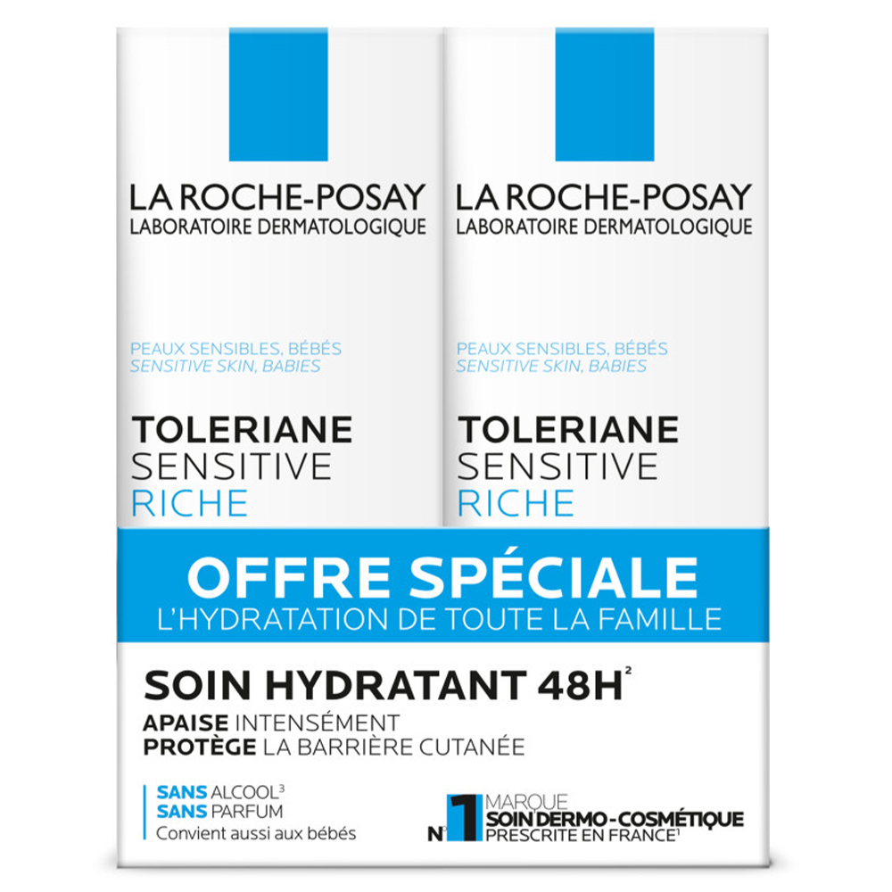 La Roche-Posay Toleriane Crema viso idratante lenitiva ricca per pelli sensibili 2 x 40 ml