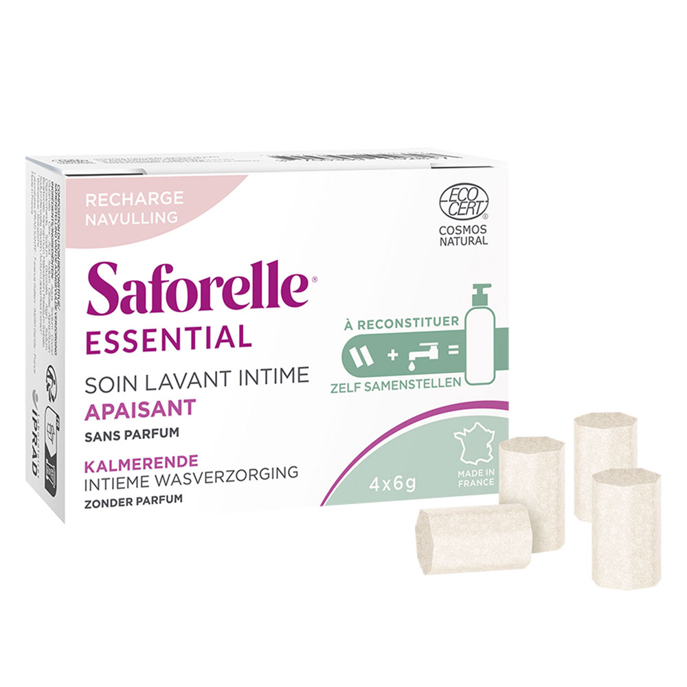 Saforelle Gli indispensabili Ricarica detergente intimo lenitivo da ricostituire 4 bastoncini da diluire