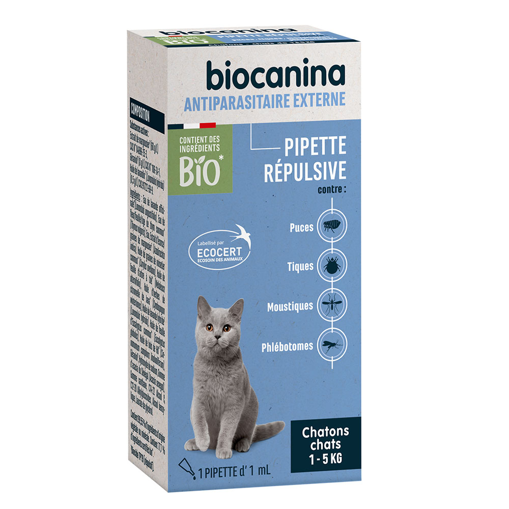 Biocanina Antiparassitario esterno Oipetta repellente per gattini e gatti da 1 a 5 kg 1 pipetta