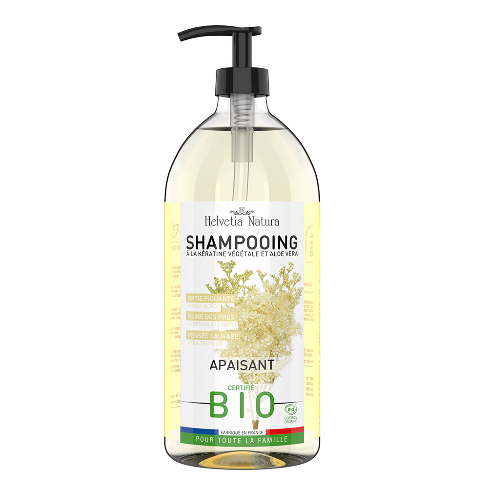 Helvetia Natura Shampoo lenitivo biologico Con Cheratina vegetale e Aloe Vera 1L