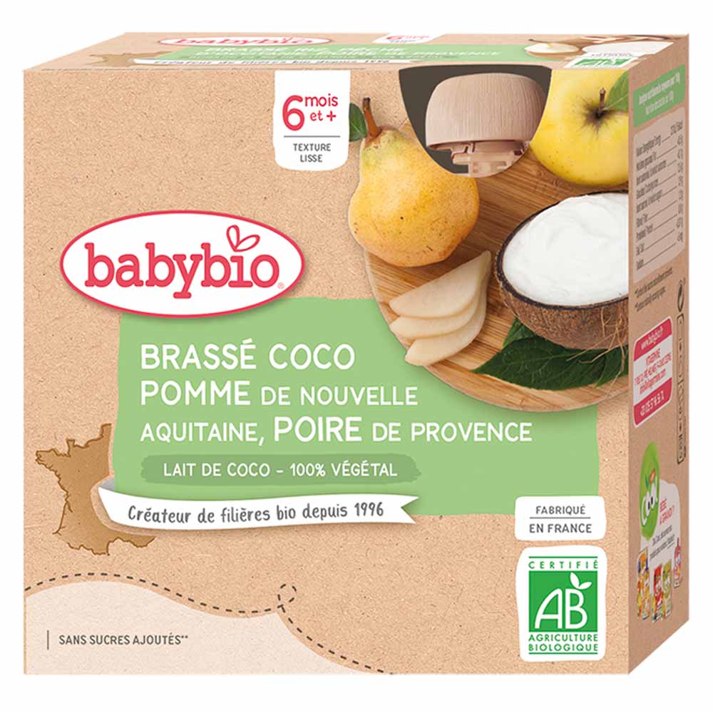 Babybio Bottiglia da bere al latte di cocco biologico dai 6 mesi 4x85g