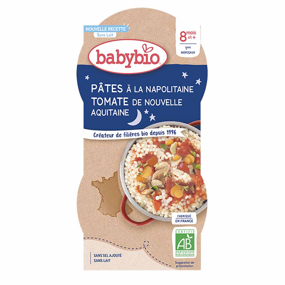 Babybio Ciotola per la pappa della Notte 8 mesi biologica 2x200g