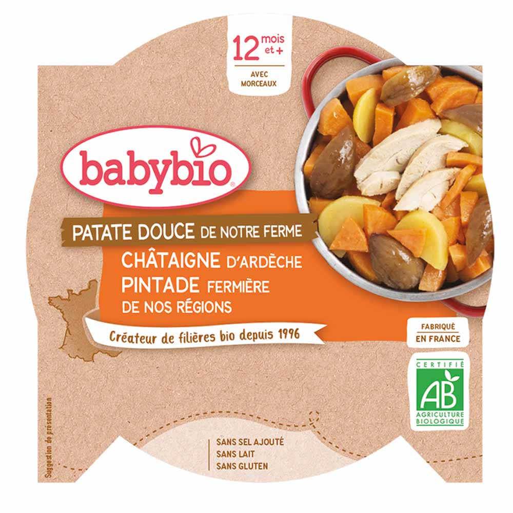 Babybio Piatto per 12 mesi con pezzetti biologici 230g