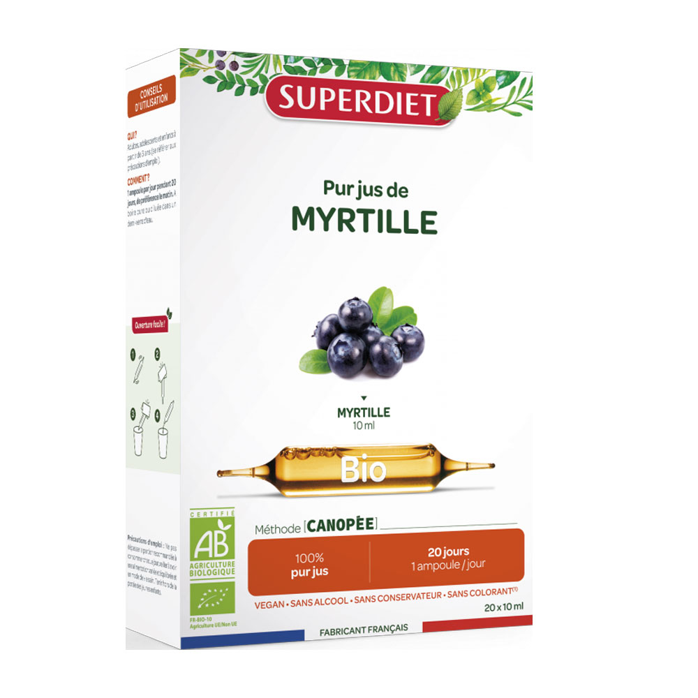 Superdiet Mirtillo Succo Puro per la vista 20 Ampolle x 10ml