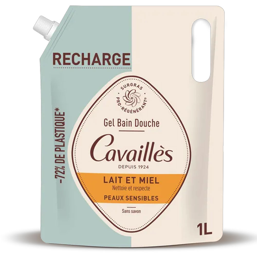 Cavaillès Ricarica Gel Bagno-Doccia Latte e Miele Pelle Sensibile 1L