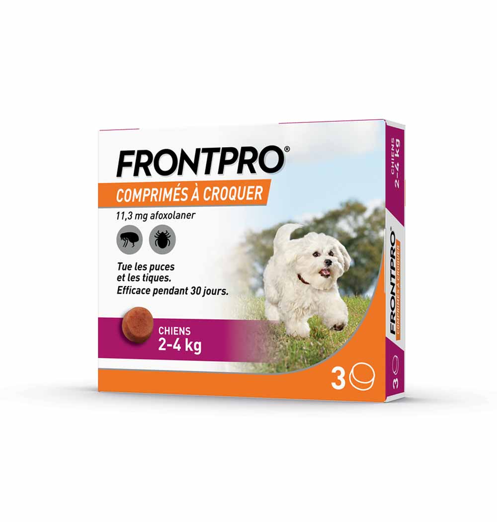 Frontline Frontpro Antiparassitario cane piccolo 2-4kg contro pulci e zecche x3 compresse
