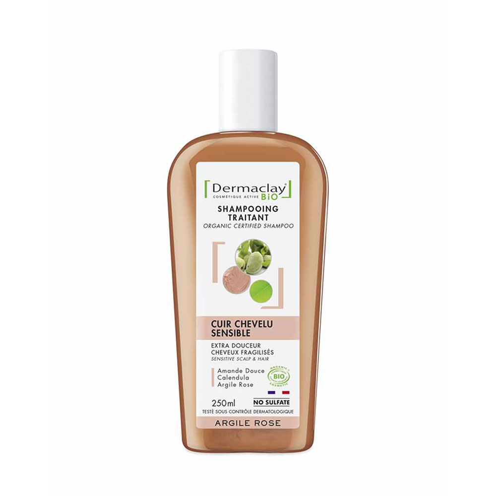 Dermaclay Shampoo trattante biologico Cuoio capelluto sensibile Argilla rosa 250ml