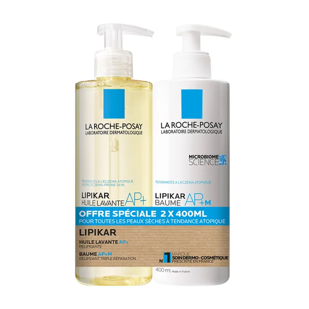La Roche-Posay Lipikar Olio Lavera AP+ e Balsamo Relipid+ AP+M Peaux A Tendance Eczema Atopique 2x400ml