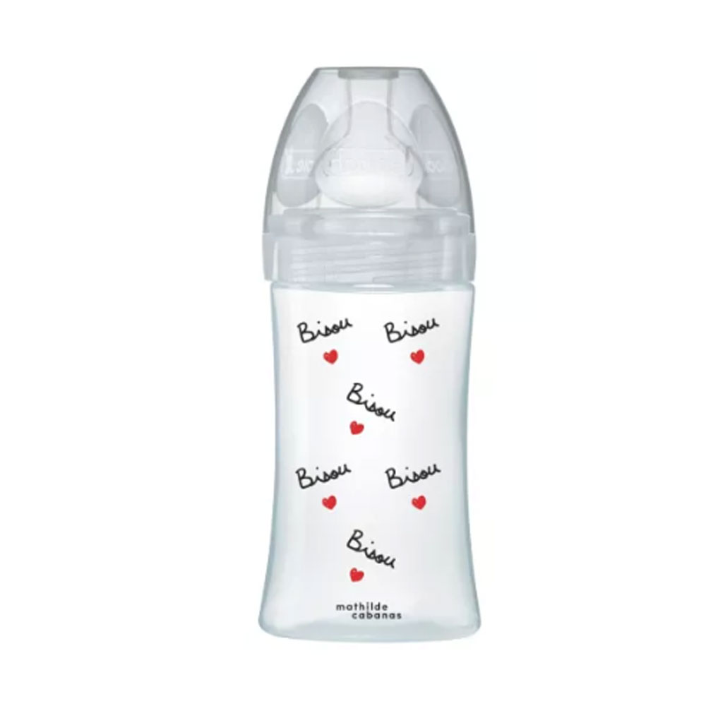 Biberon tétine plate débit 2 Anti Colique 0-6 Mois 270ml collection Mathilde Cabanas