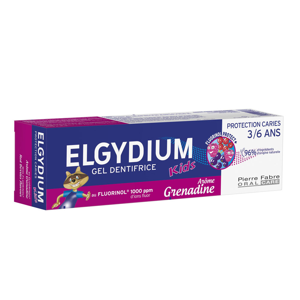 Elgydium Dentifricio Gel Protezione Carie 3/6 anni Kid Aroma granatina 50 ml